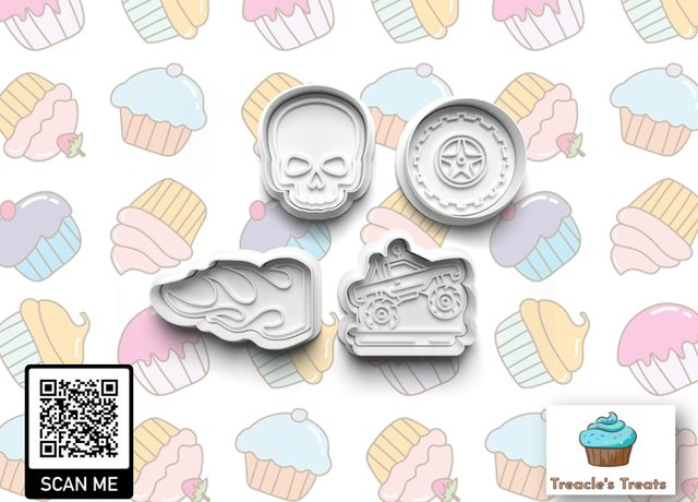 Monster Truck Fondant/cookie stamps with cutters