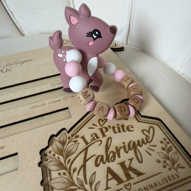 Anneau de dentition personnalisé – Petit animal rose