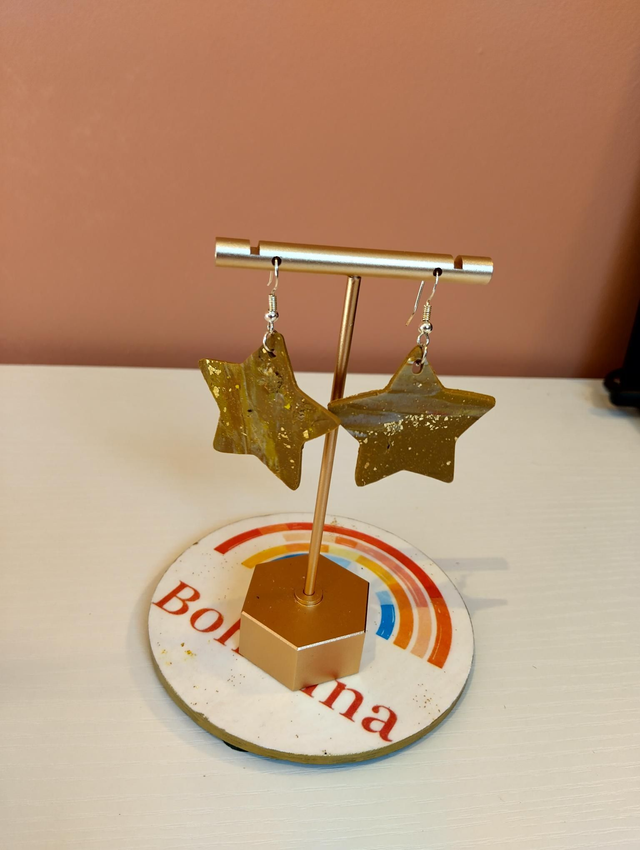 Handmade Polymer clay earrings - earthly Star 
