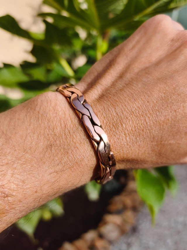 Bracelet Cuivre Pur Entrelacé - Fil Épais  | Bijou Mixte de Caractère