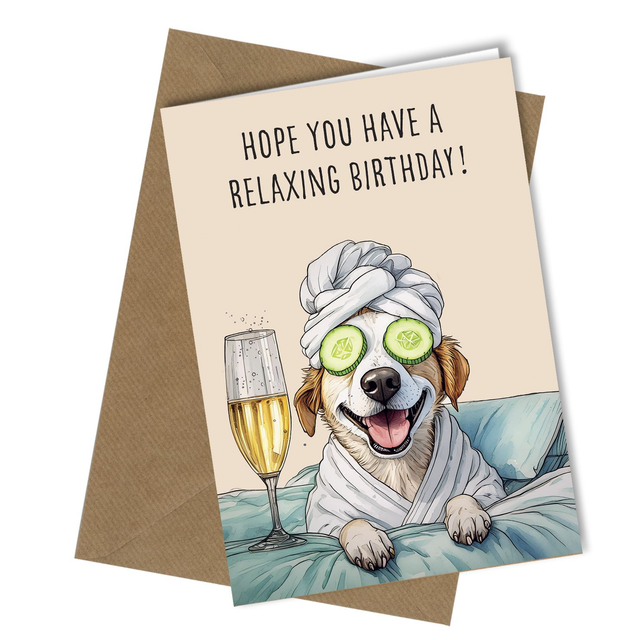 #380 Relaxing Birthday | Dog Birthday Card