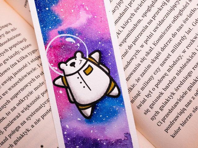 KOSMICZNY MIŚ zakładka do książki ręcznie malowana