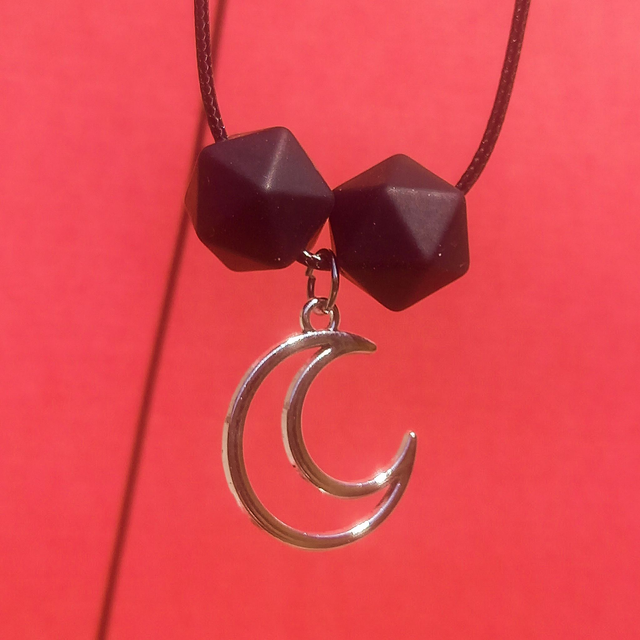 Silver Moon - Black Hexagon - Chew Necklace [NL-STM-B-MOO]