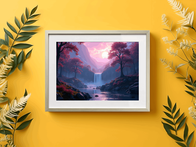 Photo encadrée Rivière Japonaise &amp; Cascade – Tirage d’art qualité musée, décoration zen inspirée du Japon