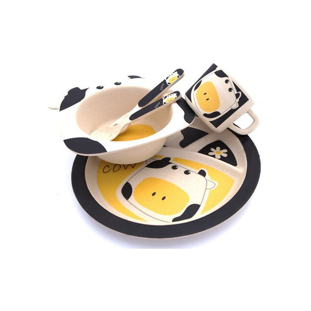 Bamboo eating set cow