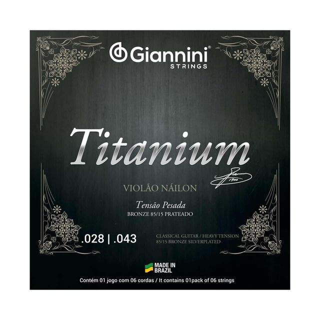 136 Encordoamento Cordas Violão Nylon Pesada Titanium GENWTA Cód. 136