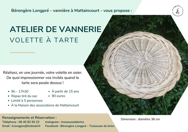 Stage vannerie : volette à tarte (1 jour)