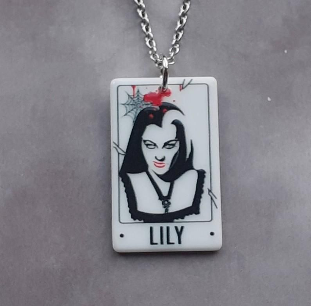 Lily Munster Retro Acrylic Necklace 