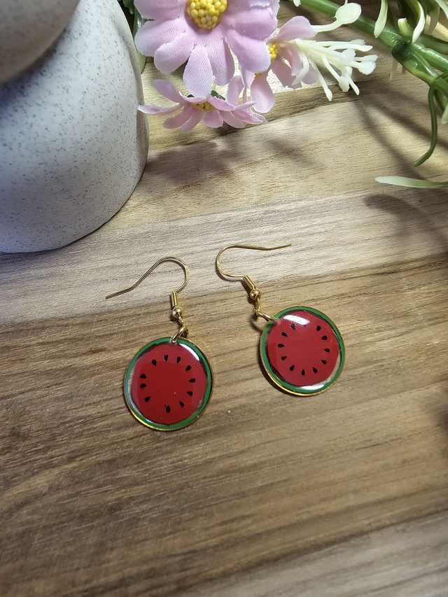 Boucles d'oreilles 20mm OR "Délices Fruités" PASTEQUE