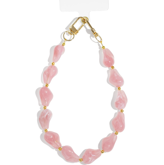 Telefoonkoord acrylkralen casual light pink 