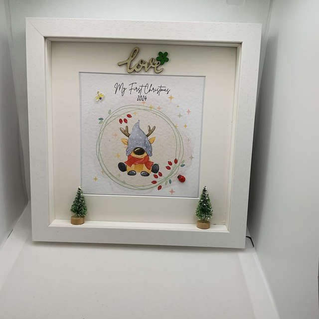 Personalised First Christmas frame and album set.