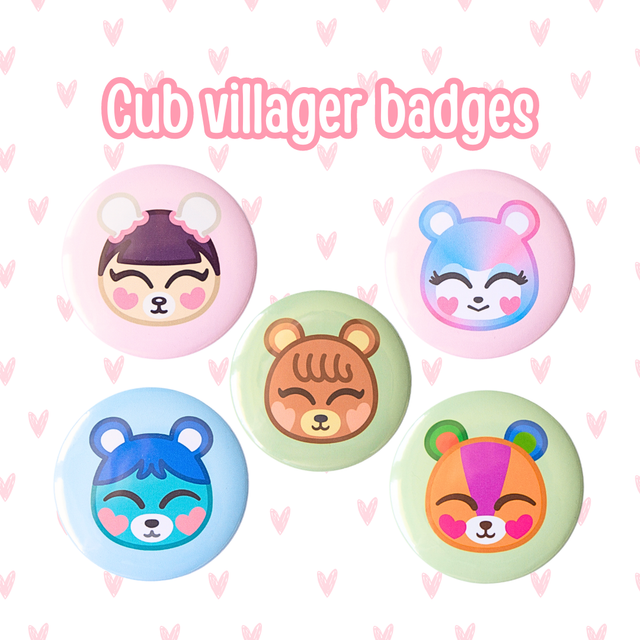 Cub Villager Buttons | Stitches | Maple | Bluebear | Judy | Pekoe