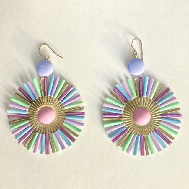 Boucles d’oreille Grand soleil multicolore