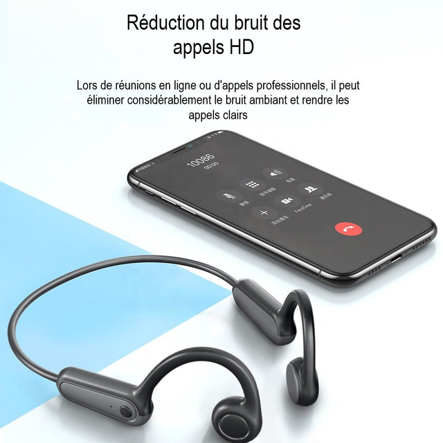 Langsdom Casque BE13 Gris à conduction osseuse de haute qualité écouteurs Bluetooth casques de jeu écouteurs antibruit pour le sport et l'entraînement