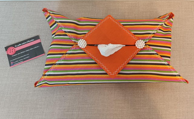 Housse boite à mouchoirs rayures