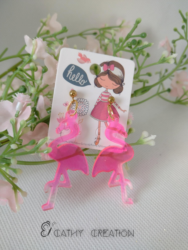 Boucles d'oreilles flamand rose 