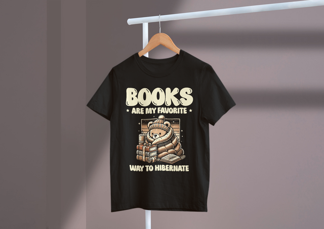 Books Are My Favorite Way To Hibernate, Winter Comfort. Bücher sind meine liebste Art, Winterschlaf zu halten und sich im Winter wohl zu fühlen