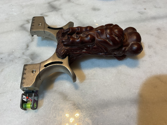 10Q ... lance pierre compétition Tete de Dragon bois inox  - (2 bandes) 