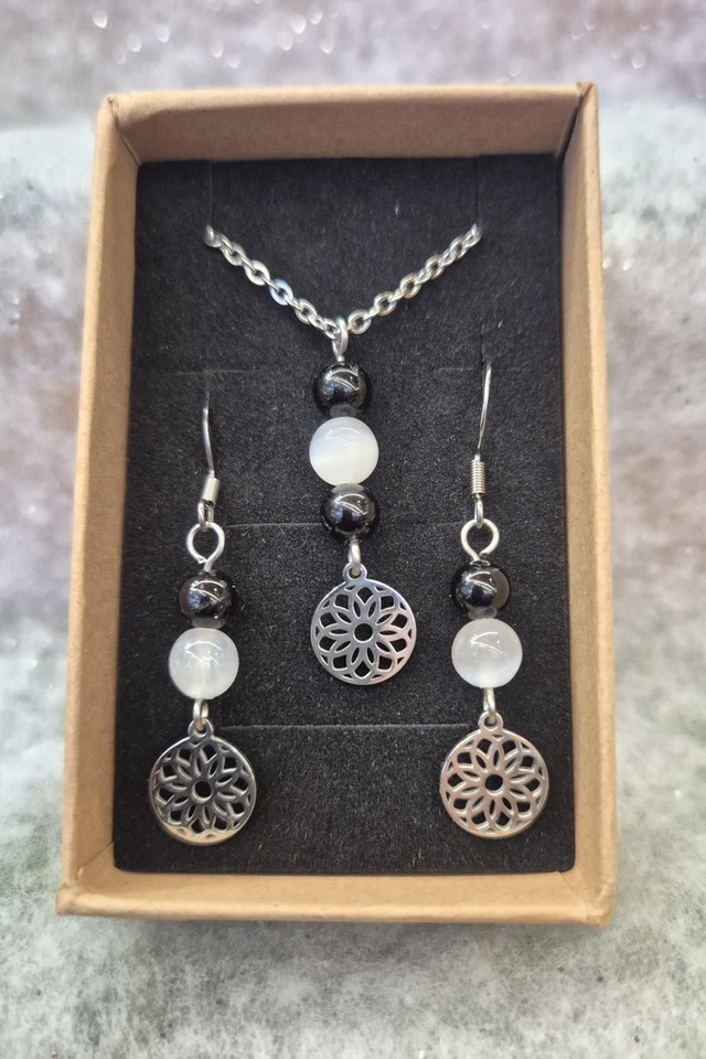 Parure Tourmaline &amp; Sélénite