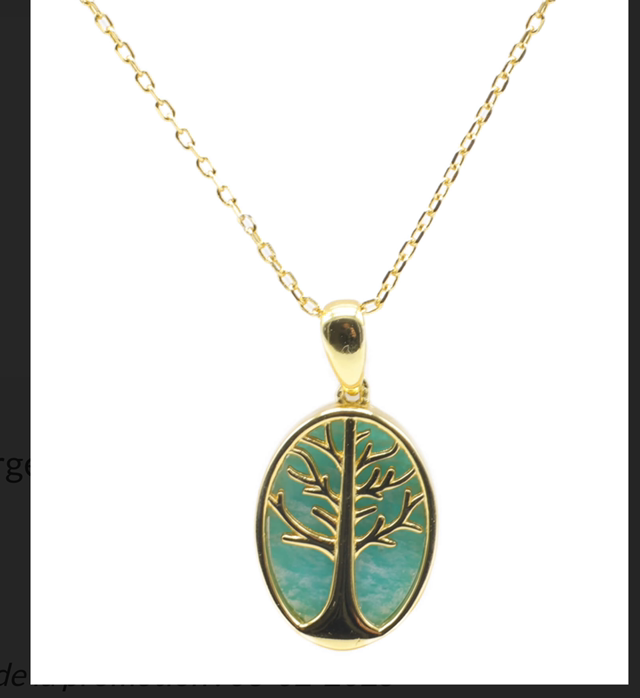 Collier Argent 925 Amazonite & Arbre de Vie
