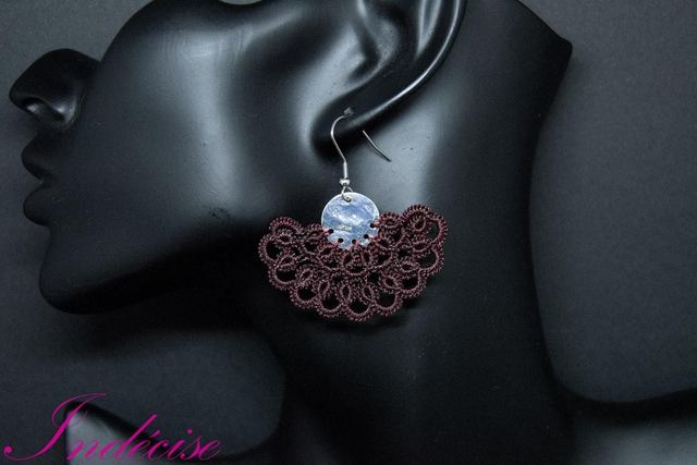 Boucles d'oreilles marron, éventail, crochets et pampilles en acier inoxydable (hypoallergénique)