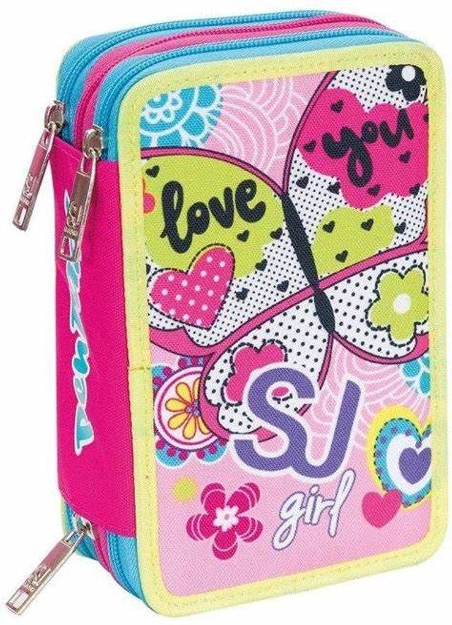 ASTUCCIO SEVEN 3 ZIP SJ GANG GIRL PEN PAD ORGANIZZATO COMPLETO 