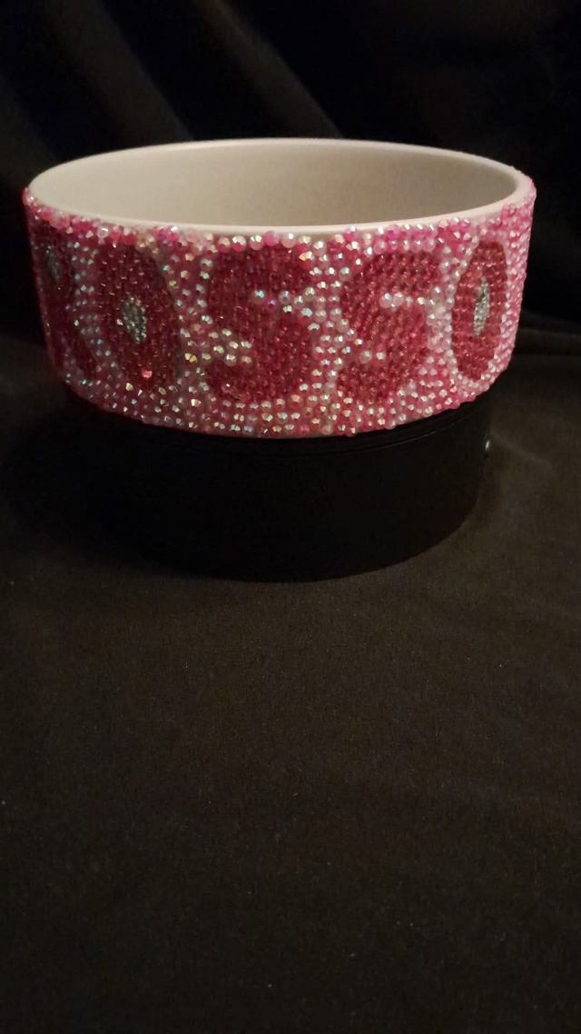 Rosso PRINCESS Theme CUSTOM PET NAME Decorated &amp; Designed Grey Pet Bowl PRE-ORDER