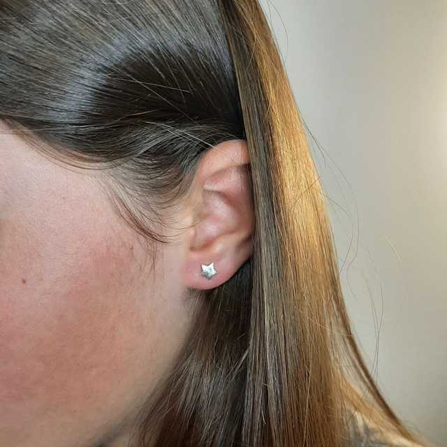 Brushed Silver Star Stud