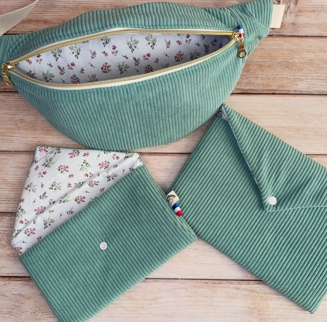 Pochette à livre de poche velours vert jade