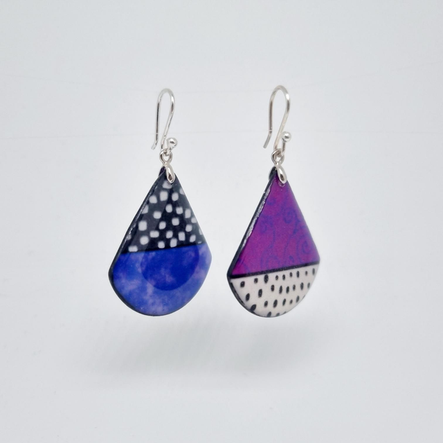 Boucles d&#039;oreilles violet parme éventail 