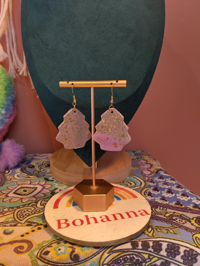 Handmade polymer clay Christmas tree earrings 