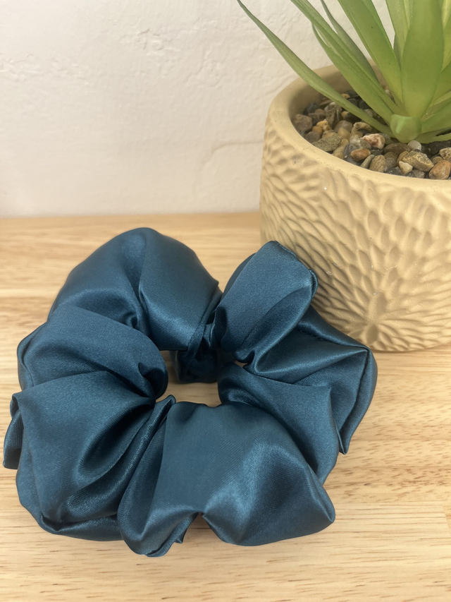 Chouchou en satin - pétrole