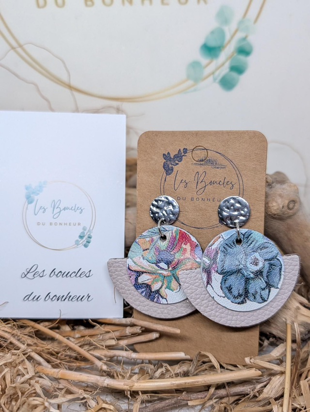 Boucles d'oreilles Dona fleurie beige do116