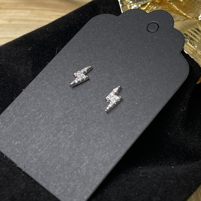 Lightening Sparkle Sterling Silver Mini Stud Earrings