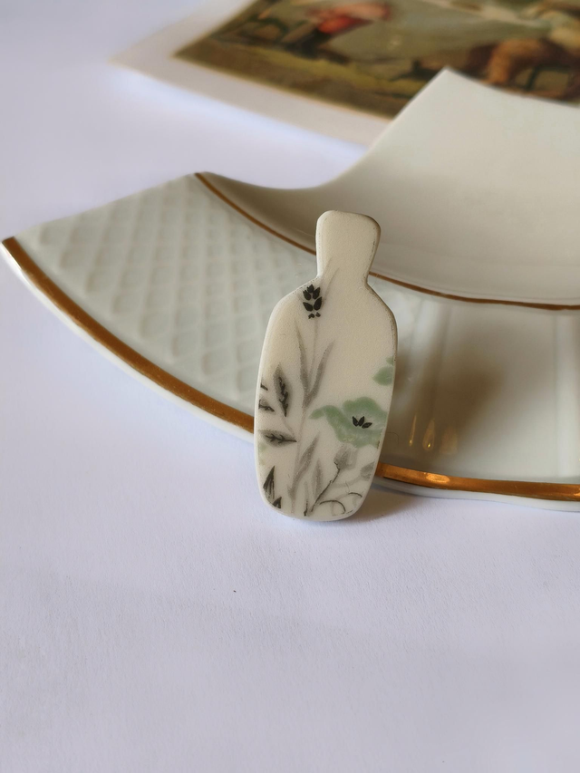 Broche boutonnière - porcelaine et argent 925 - porcelaine de Limoges, Haviland - no.1