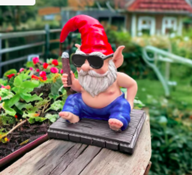 Tuinkabouter beeldje Oude man met sigaar (15cm)