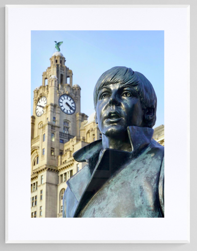 Paul McCartney Statue at The Liver Building - Print