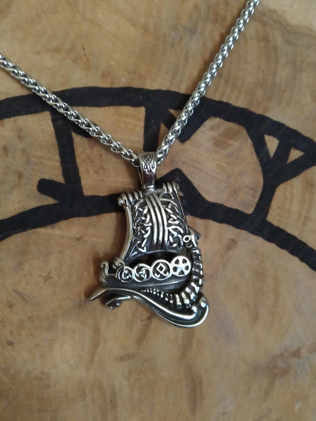 Collier viking drakkar acier inoxydable 