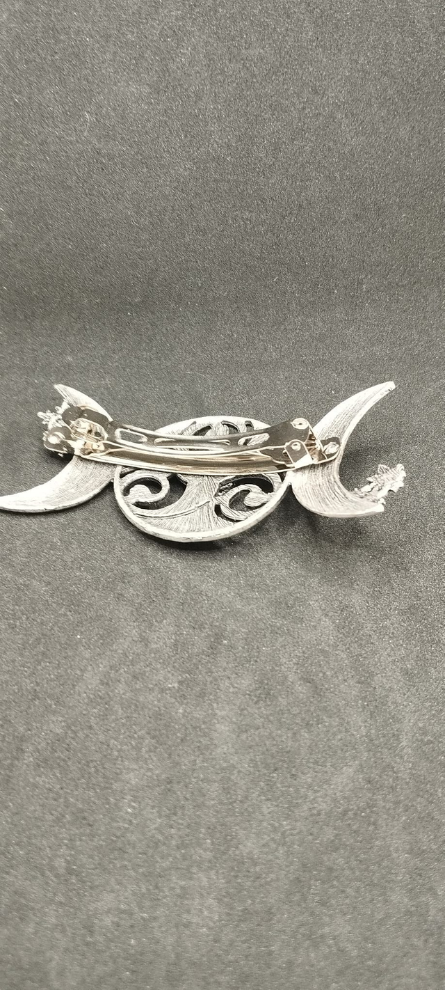 Barette celtique avec triskell et obsidienne