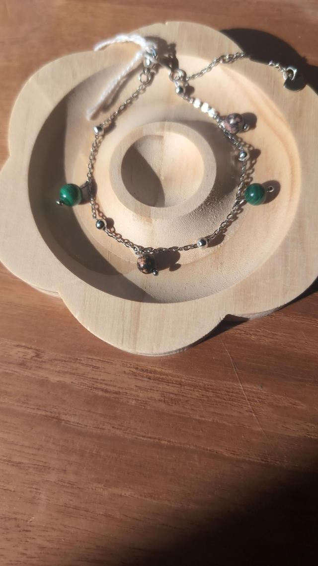 Bracelet malachite et rhodonite 