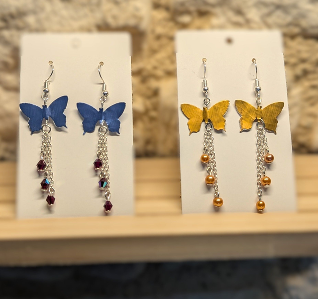 Boucles d'oreilles papillon upcycling