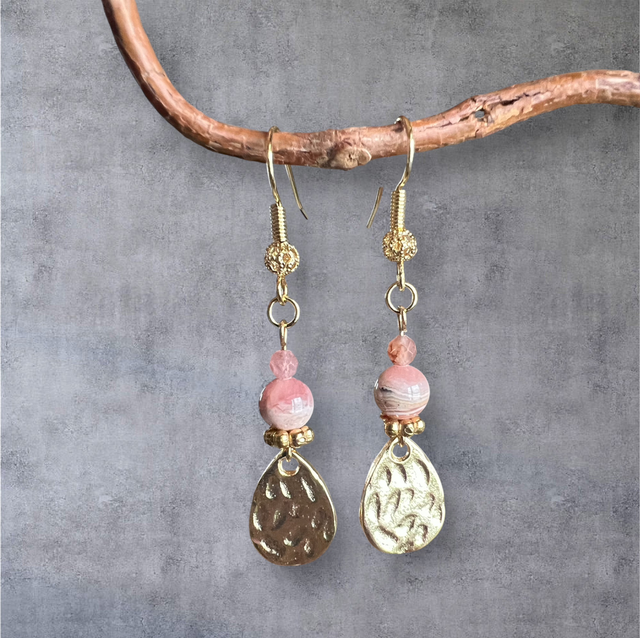Boucles d’oreilles Rhodochrosite – Harmonie émotionnelle