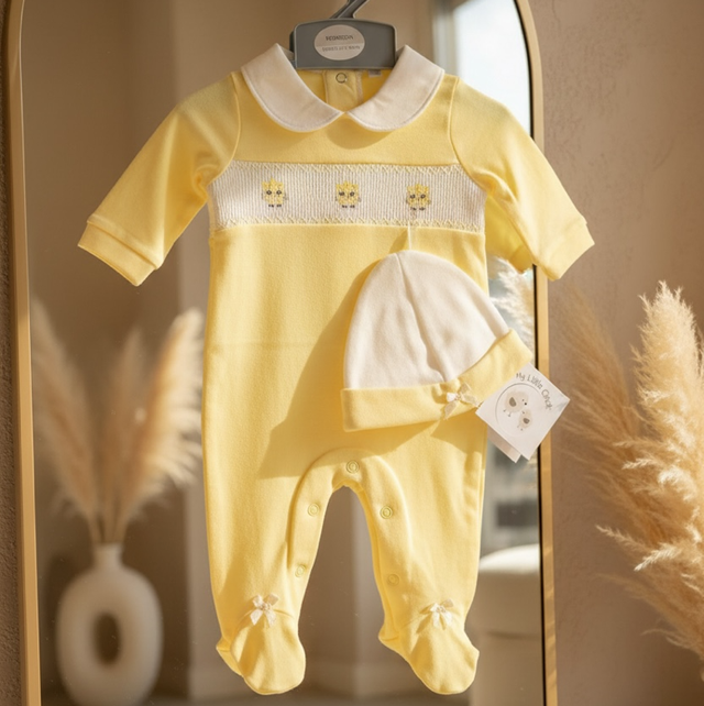 Baby All In One With Hat - Lemon 