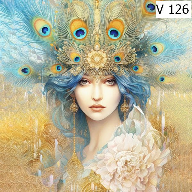 Panneau Femme Paon 2 en Velours - 30x30cm