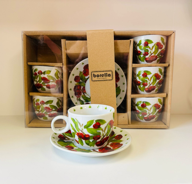 Set tazzine con piattino-Ciliegie