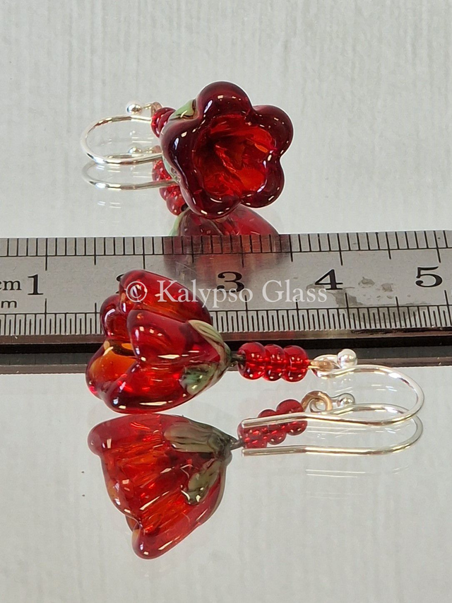 Bellflower Earrings, Red