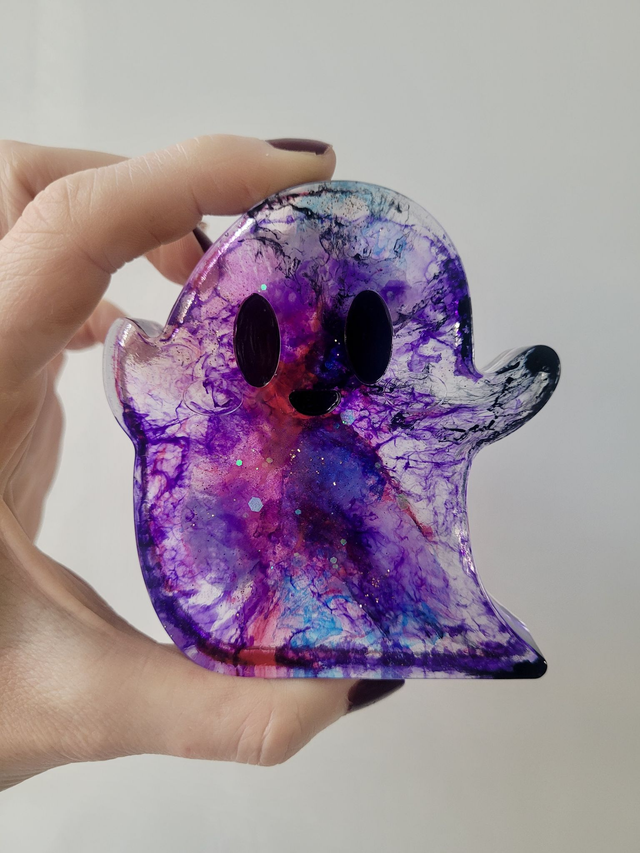 Ghost Ornament - Purple, Pink &amp; Blue Swirl with Sparkles 
