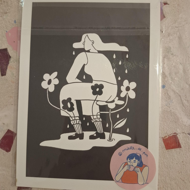 Mdp019 lino femme pluie fleur 