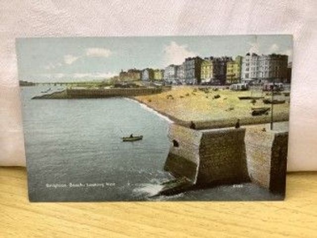 Brighton Beach, Looking West, Sussex, vintage King Postcard Our Ref No. R153 £2.50