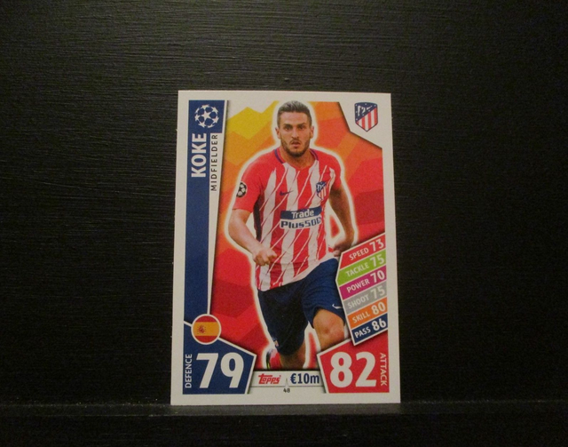 Koke - UEFA Champions League Match Attax 2017/18 Original Trading Card #48